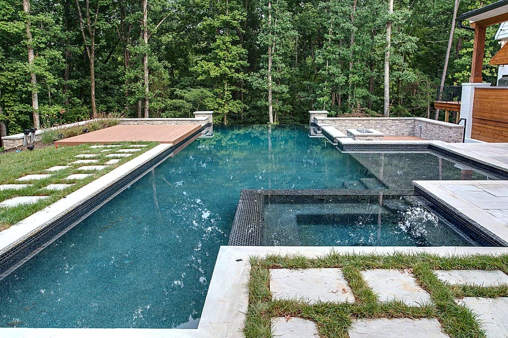 Hillside infinity pool overlooking Charlotte skyline